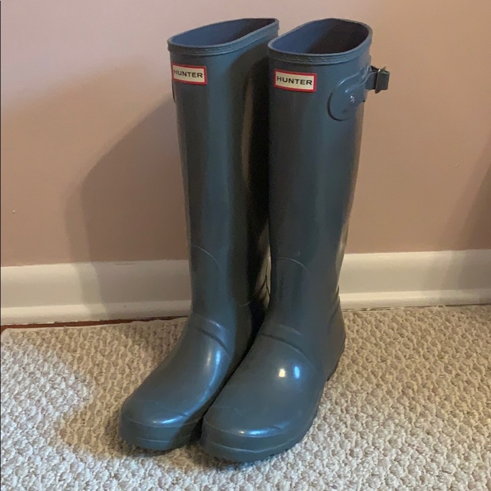 Tall Grey Gloss Hunter Boots